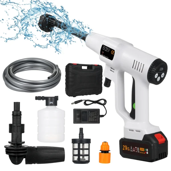 Handheld Pressure Washer Portable Power Cleaner with Rechargeable 1500*10mAh Battery Car Washer Machine