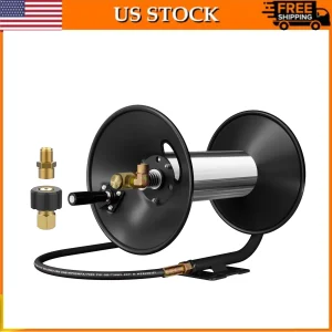 Pressure Washer Hose Reel, High Pressure Hose Reel with Hand Crank, 3/8" Heavy Duty Steel Pressure Washer Reel, 4000 PSI